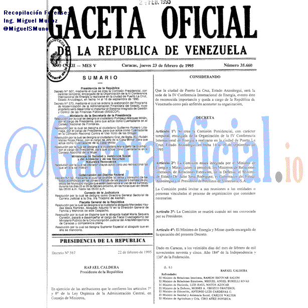Gaceta Oficial 35660 del 23 Febrero 1995