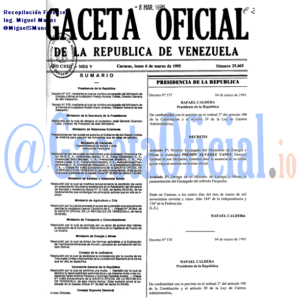 Gaceta Oficial 35665 del 6 Marzo 1995