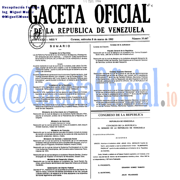 Gaceta Oficial 35667 del 8 Marzo 1995