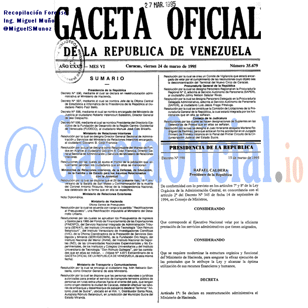 Gaceta Oficial 35679 del 24 Marzo 1995
