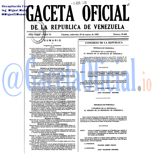 Gaceta Oficial 35682 del 29 Marzo 1995