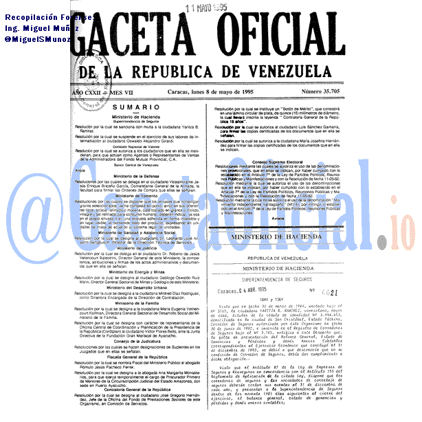 Gaceta Oficial 35705 del 8 Mayo 1995