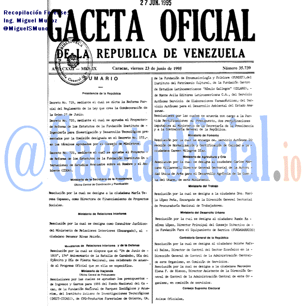 Gaceta Oficial 35739 del 23 Junio 1995
