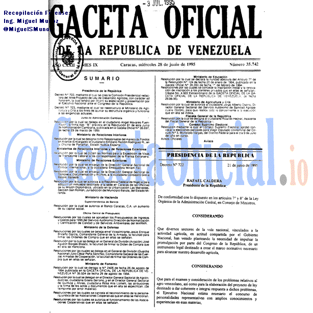 Gaceta Oficial 35742 del 28 Junio 1995