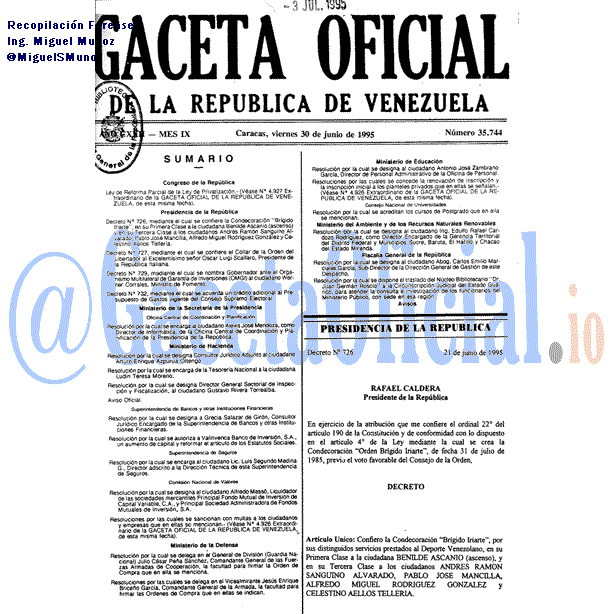 Gaceta Oficial 35744 del 30 Junio 1995