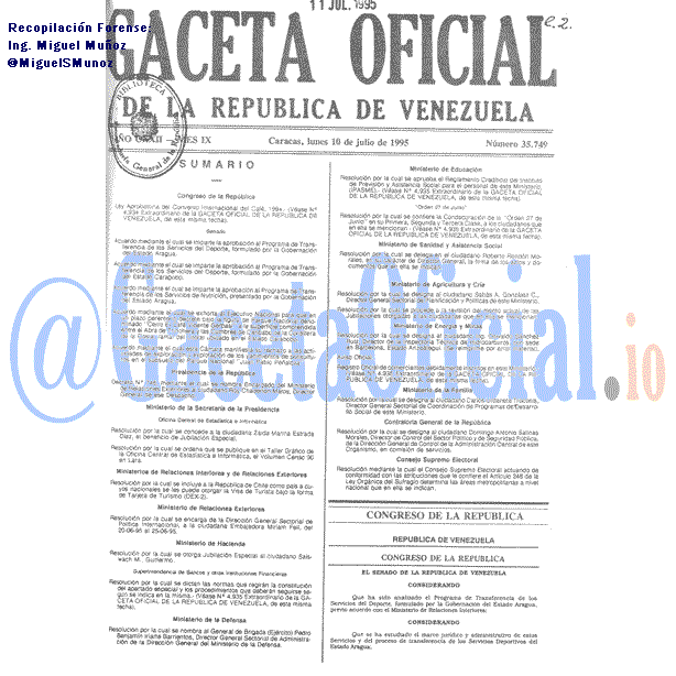 Gaceta Oficial 35749 del 10 Julio 1995