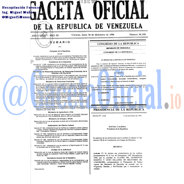 Gaceta Oficial 36108 del 16 Diciembre 1996