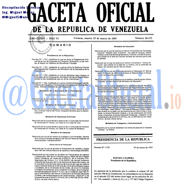 Gaceta Oficial 36173 del 25 Marzo 1997