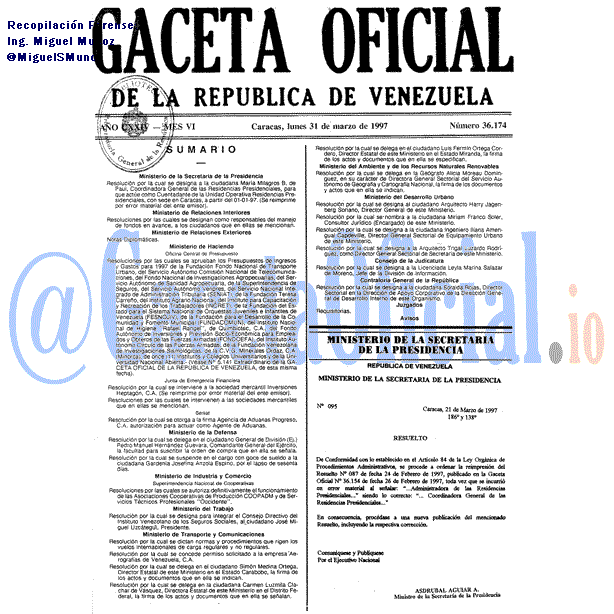Gaceta Oficial 36174 del 31 Marzo 1997