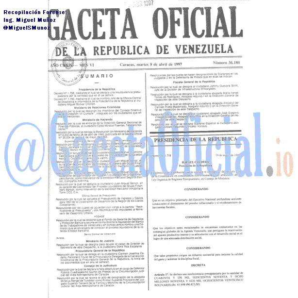 Gaceta Oficial 36180 del 8 Abril 1997