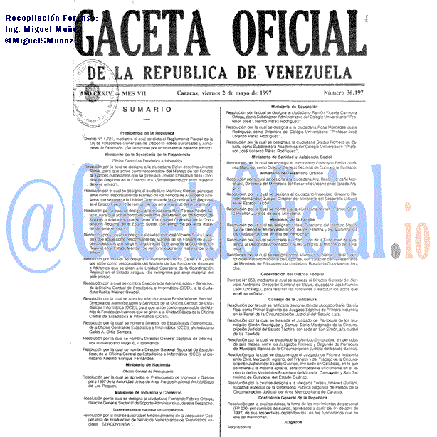 Gaceta Oficial 36197 del 2 Mayo 1997