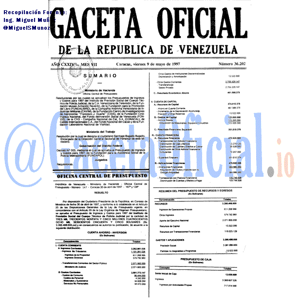Gaceta Oficial 36202 del 9 Mayo 1997