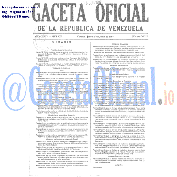 Gaceta Oficial 36221 del 5 Junio 1997