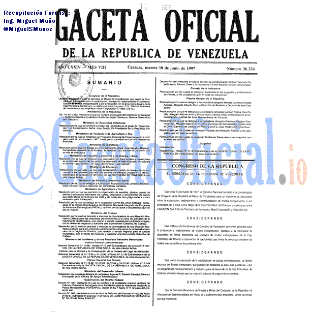 Gaceta Oficial 36224 del 10 Junio 1997