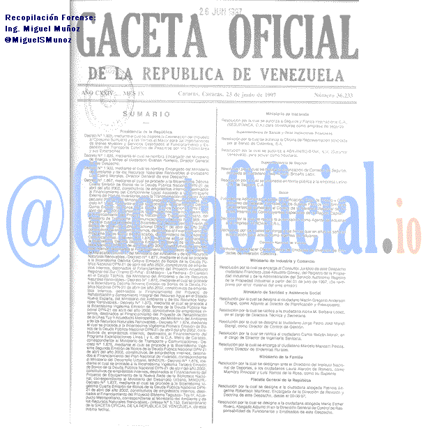 Gaceta Oficial 36233 del 23 Junio 1997