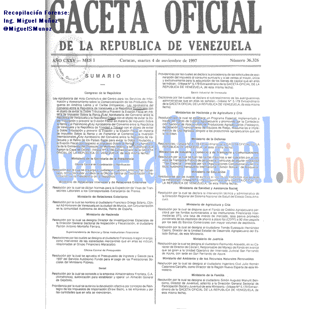 Gaceta Oficial 36326 del 4 Noviembre 1997