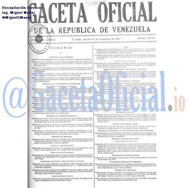 Gaceta Oficial 36331 del 11 Noviembre 1997