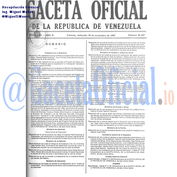 Gaceta Oficial 36337 del 19 Noviembre 1997