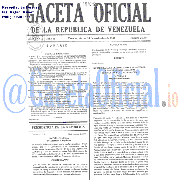 Gaceta Oficial 36344 del 28 Noviembre 1997
