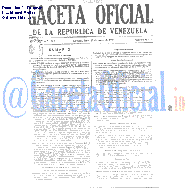 Gaceta Oficial 36414 del 16 Marzo 1998