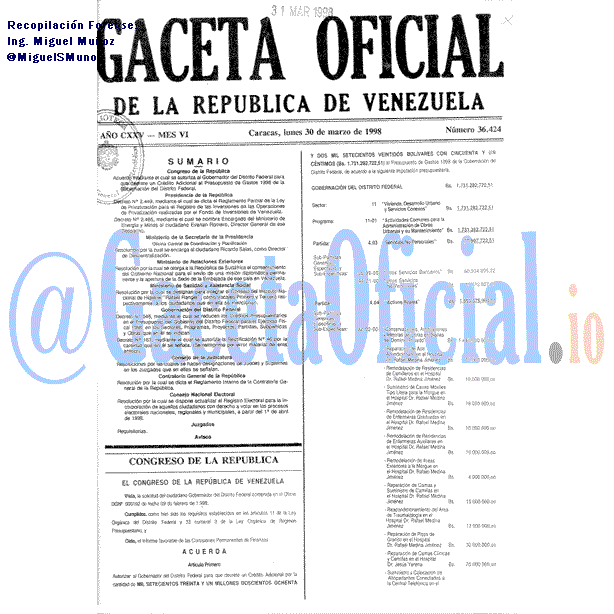 Gaceta Oficial 36424 del 30 Marzo 1998
