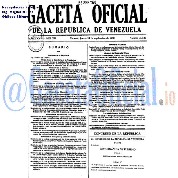 Gaceta Oficial 36546 del 24 Septiembre 1998