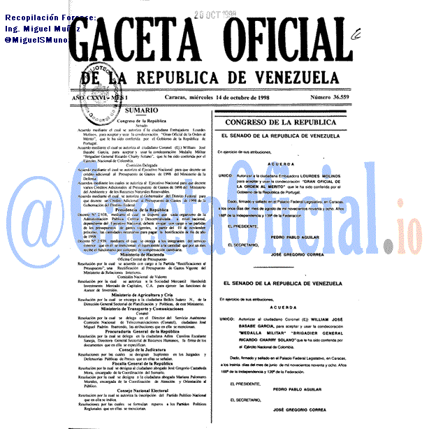 Gaceta Oficial 36559 del 14 Octubre 1998