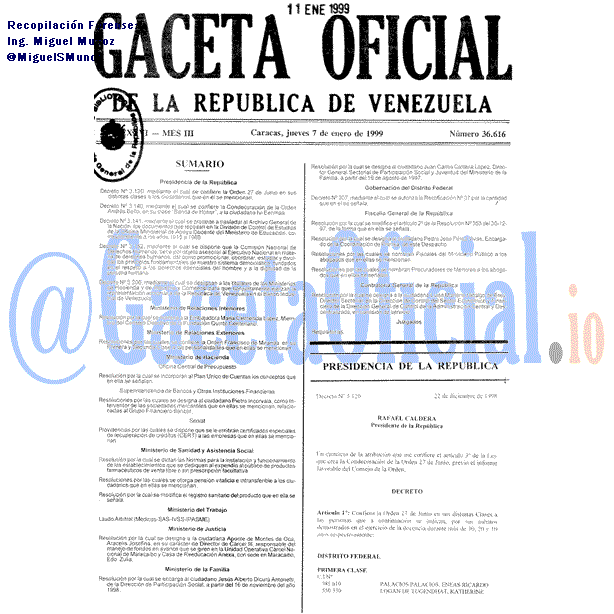 Gaceta Oficial 36616 del 7 Enero 1999