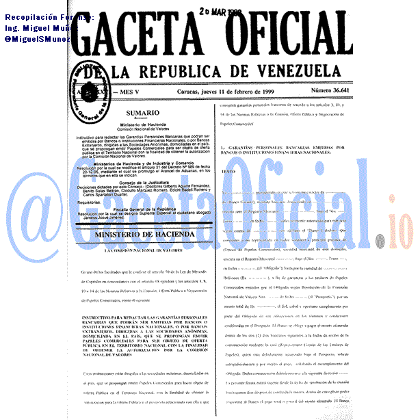Gaceta Oficial 36641 del 11 Febrero 1999