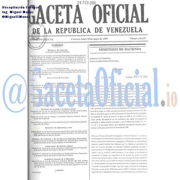 Gaceta Oficial 36697 del 10 Mayo 1999