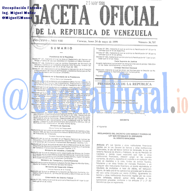 Gaceta Oficial 36707 del 24 Mayo 1999