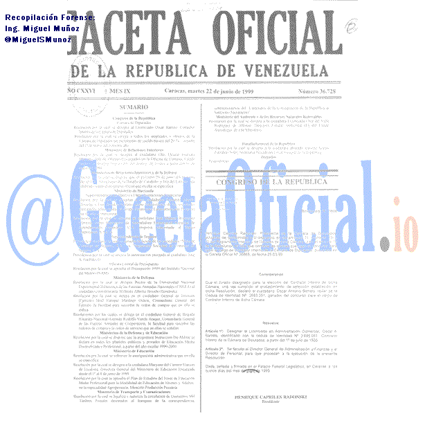 Gaceta Oficial 36728 del 22 Junio 1999