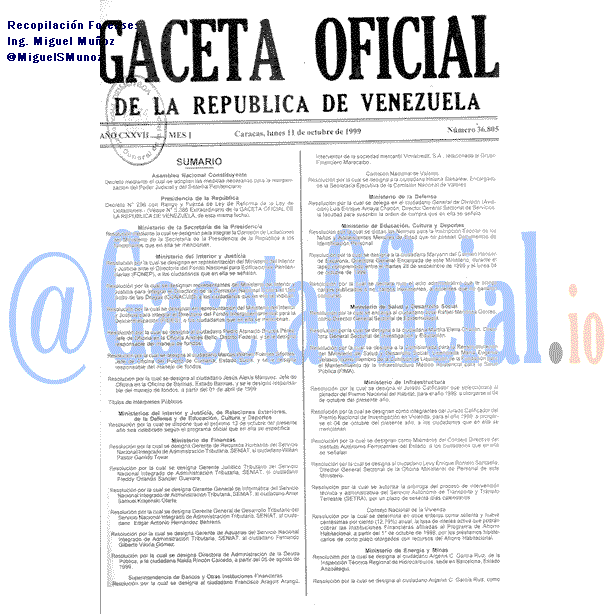 Gaceta Oficial 36805 del 11 Octubre 1999