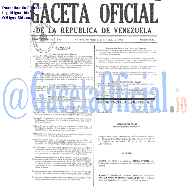 Gaceta Oficial 36831 del 17 Noviembre 1999