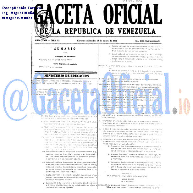 Gaceta Oficial 4155 del 10 Enero 1990