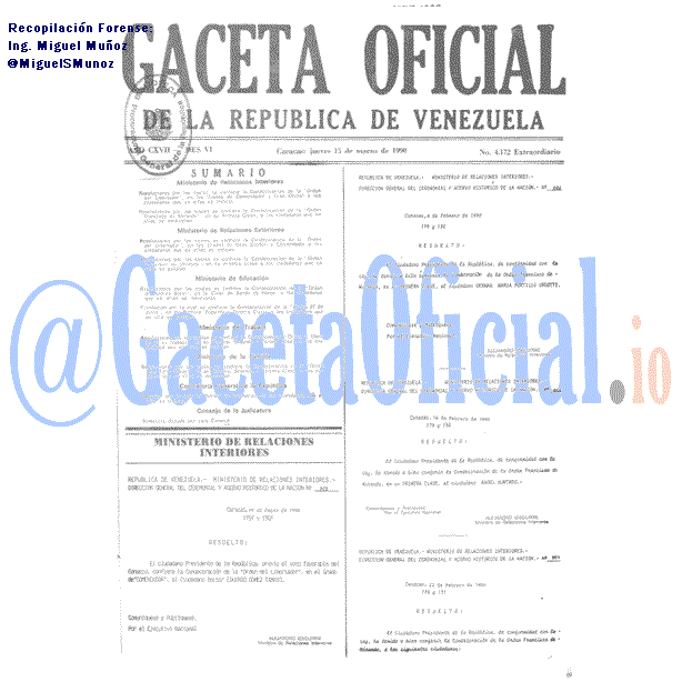 Gaceta Oficial 4172 del 15 Marzo 1990