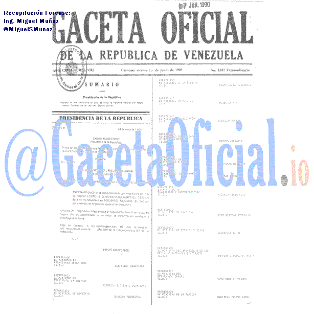 Gaceta Oficial 4187 del 1 Junio 1990