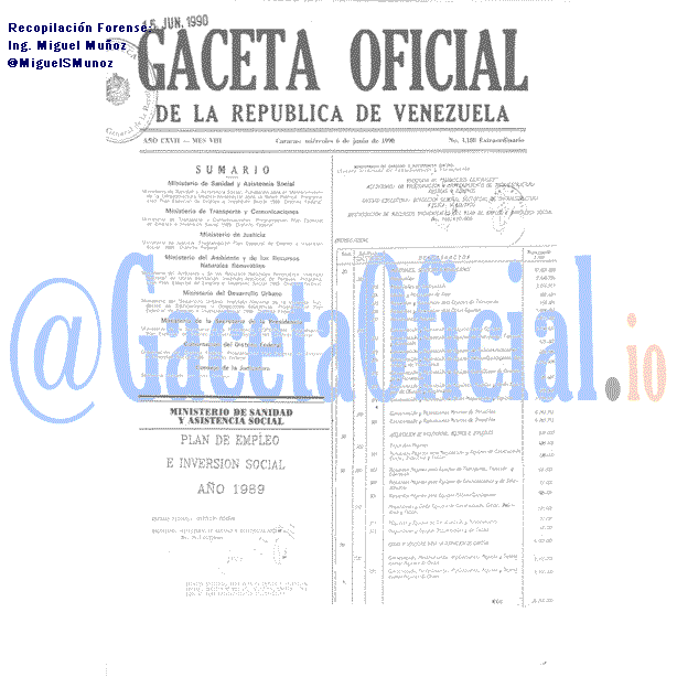 Gaceta Oficial 4188 del 6 Junio 1990
