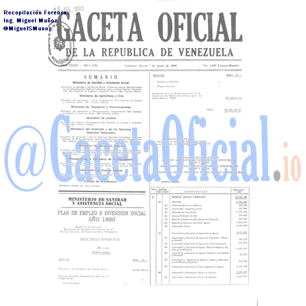 Gaceta Oficial 4189 del 7 Junio 1990