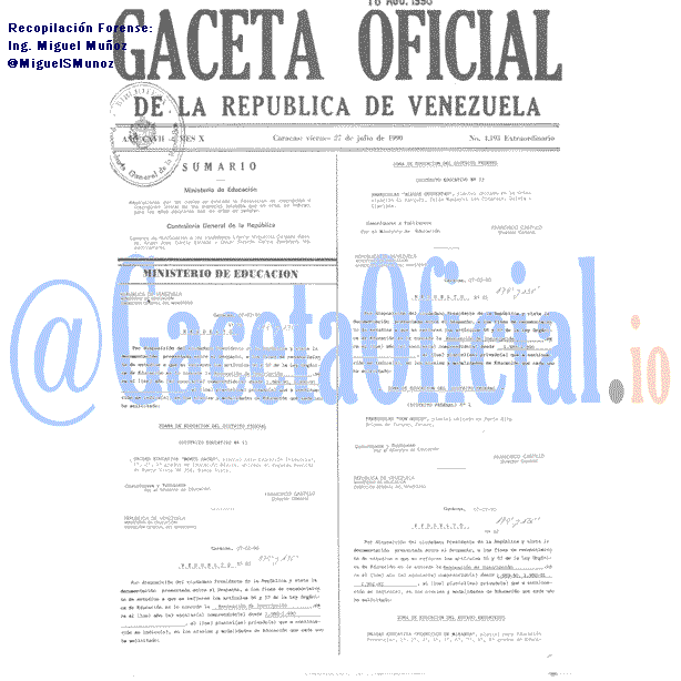 Gaceta Oficial 4193 del 27 Julio 1990