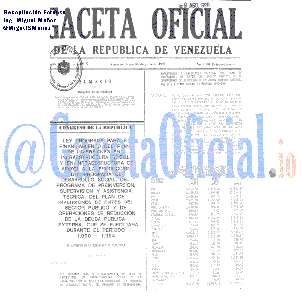Gaceta Oficial 4194 del 30 Julio 1990