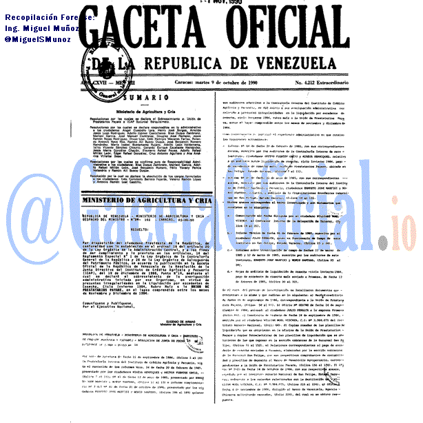 Gaceta Oficial 4212 del 9 Octubre 1990