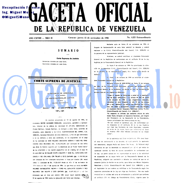Gaceta Oficial 4225 del 15 Noviembre 1990