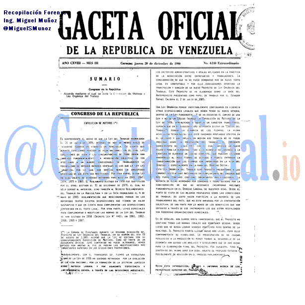 Gaceta Oficial 4240 del 20 Diciembre 1990