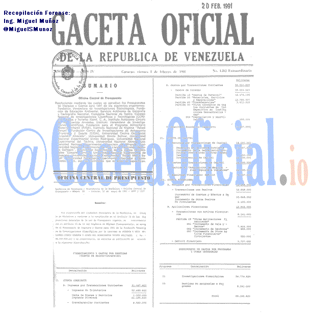Gaceta Oficial 4262 del 8 Febrero 1991