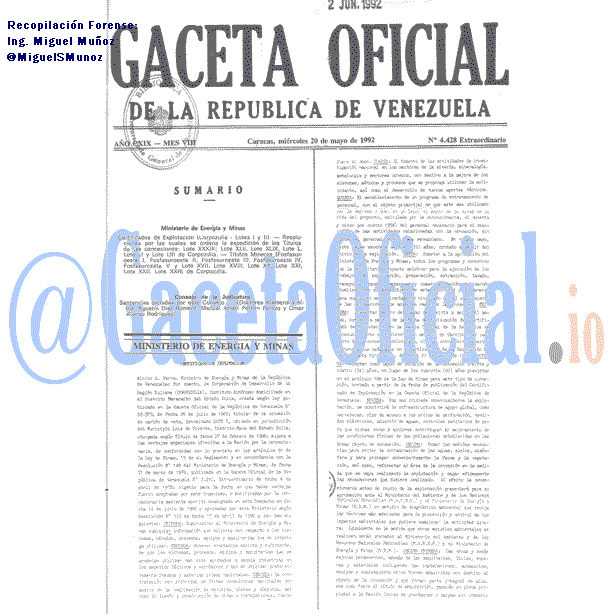 Gaceta Oficial 4428 del 20 Mayo 1992