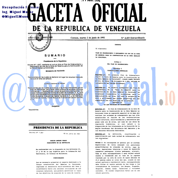 Gaceta Oficial 4433 del 2 Junio 1992