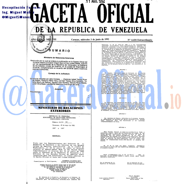 Gaceta Oficial 4434 del 3 Junio 1992