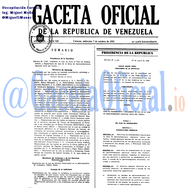 Gaceta Oficial 4474 del 7 Octubre 1992