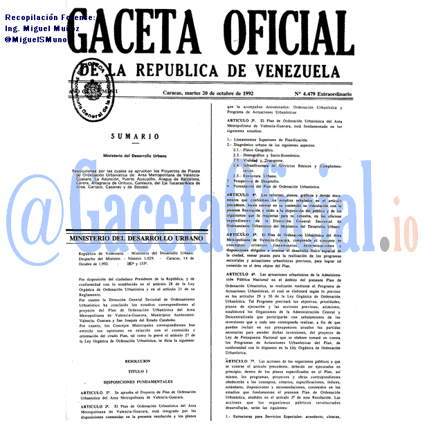 Gaceta Oficial 4479 del 20 Octubre 1992